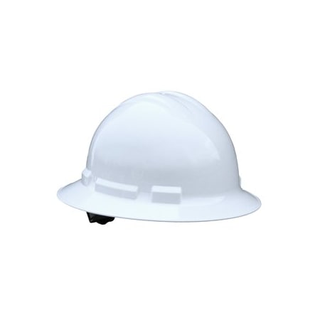 Qhr4 White 4Pt Ratchet Hardhat-Full Brim